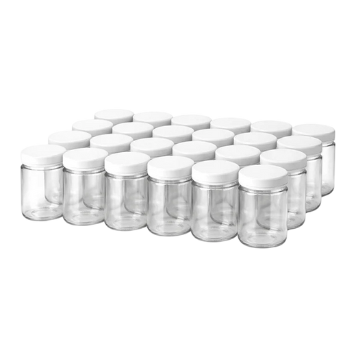 2oz Glass Jar with White Metal Lid - Case of 24