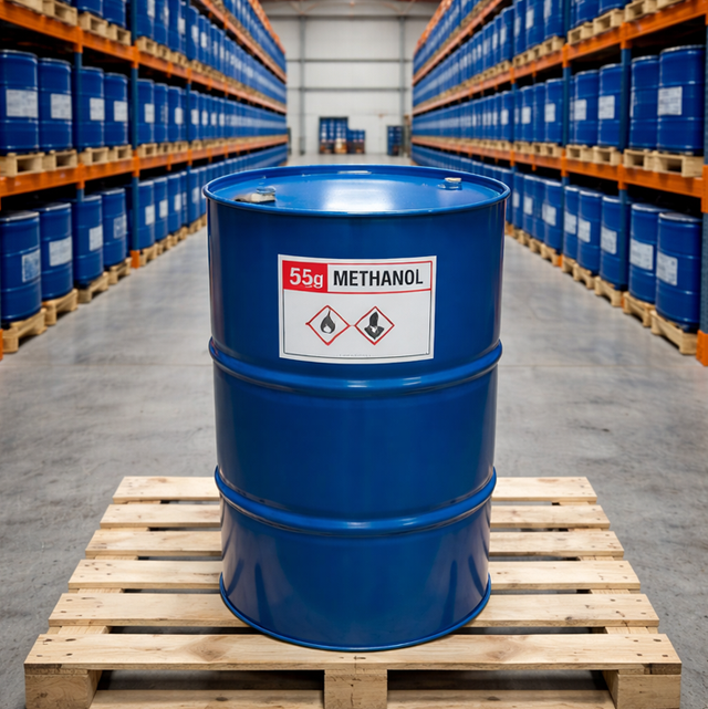 55 Gallon Methanol Drum for Industrial and Laboratory Use