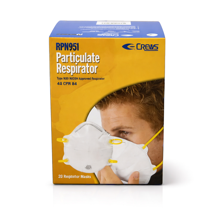 Crews N95 mask pack of 20 disposable respirator masks for particulate protection and industrial safety