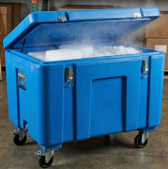 dry ice bin rental insulated storage container for safe transport and handling of dry ice for industrial use