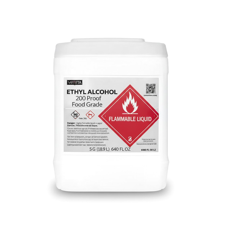 Ethyl Alcohol 200 Proof Food Grade Ethanol in 5 Gallon container for extraction and laboratory use