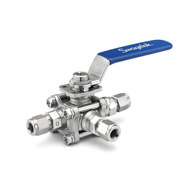 Xtractor Depot - Swagelok SS 3 Piece 3 Way Ball Valve PTFE Seats 1