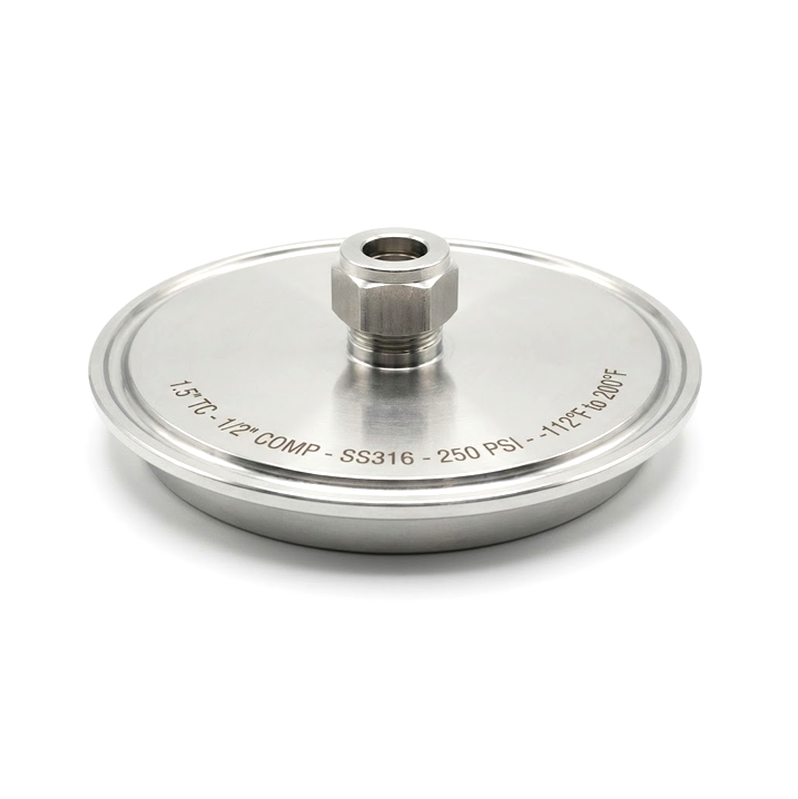 Xtractor Depot - Tri Clamp Flat End Cap W 1 2 Compression Full Bore 112F To 200F 250 PSI 1.5