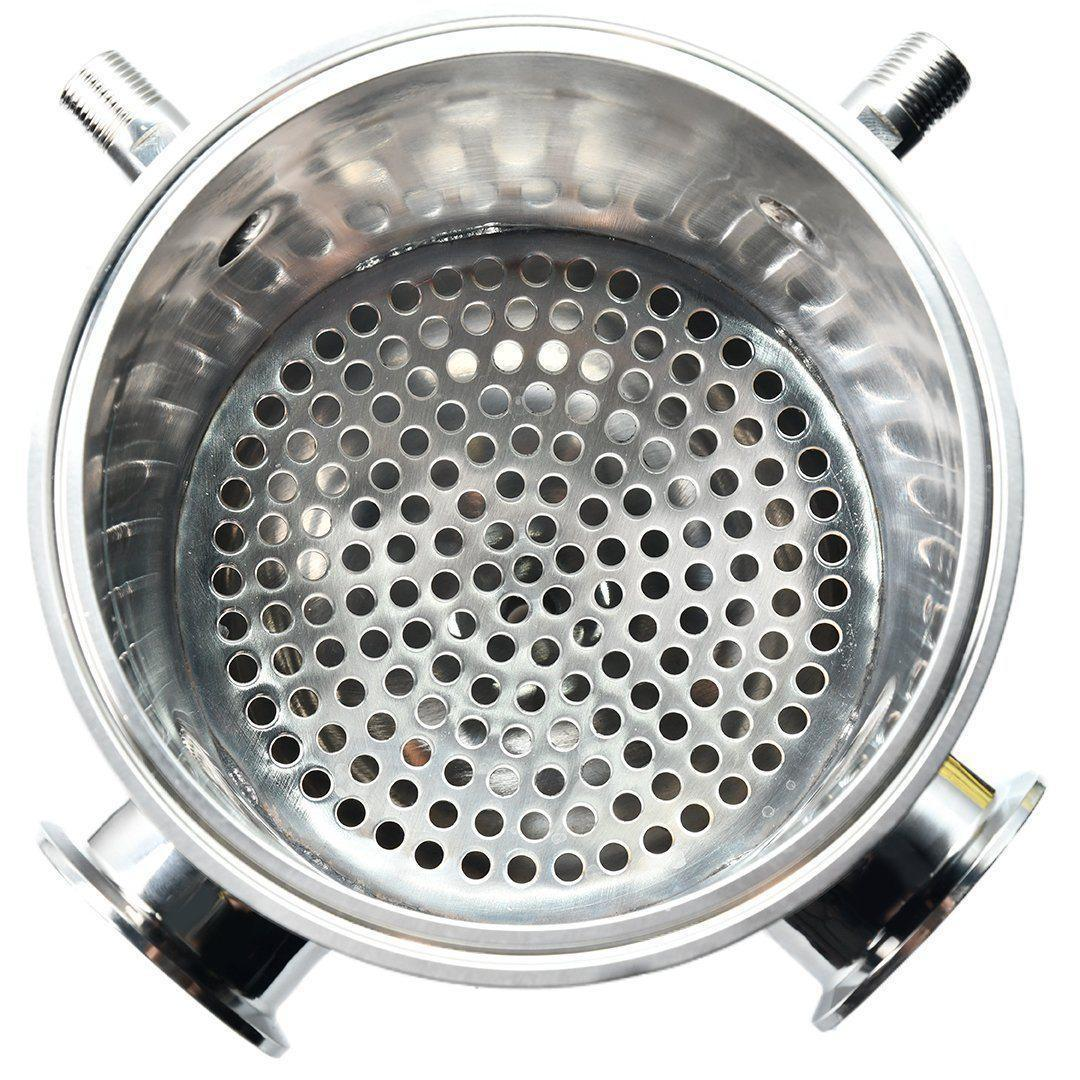 6" Hemispherical Reducer End Cap W/ Filter Plate (2) 3/8" MNPT Ports & 2" Ferrule - Xtractor Depot