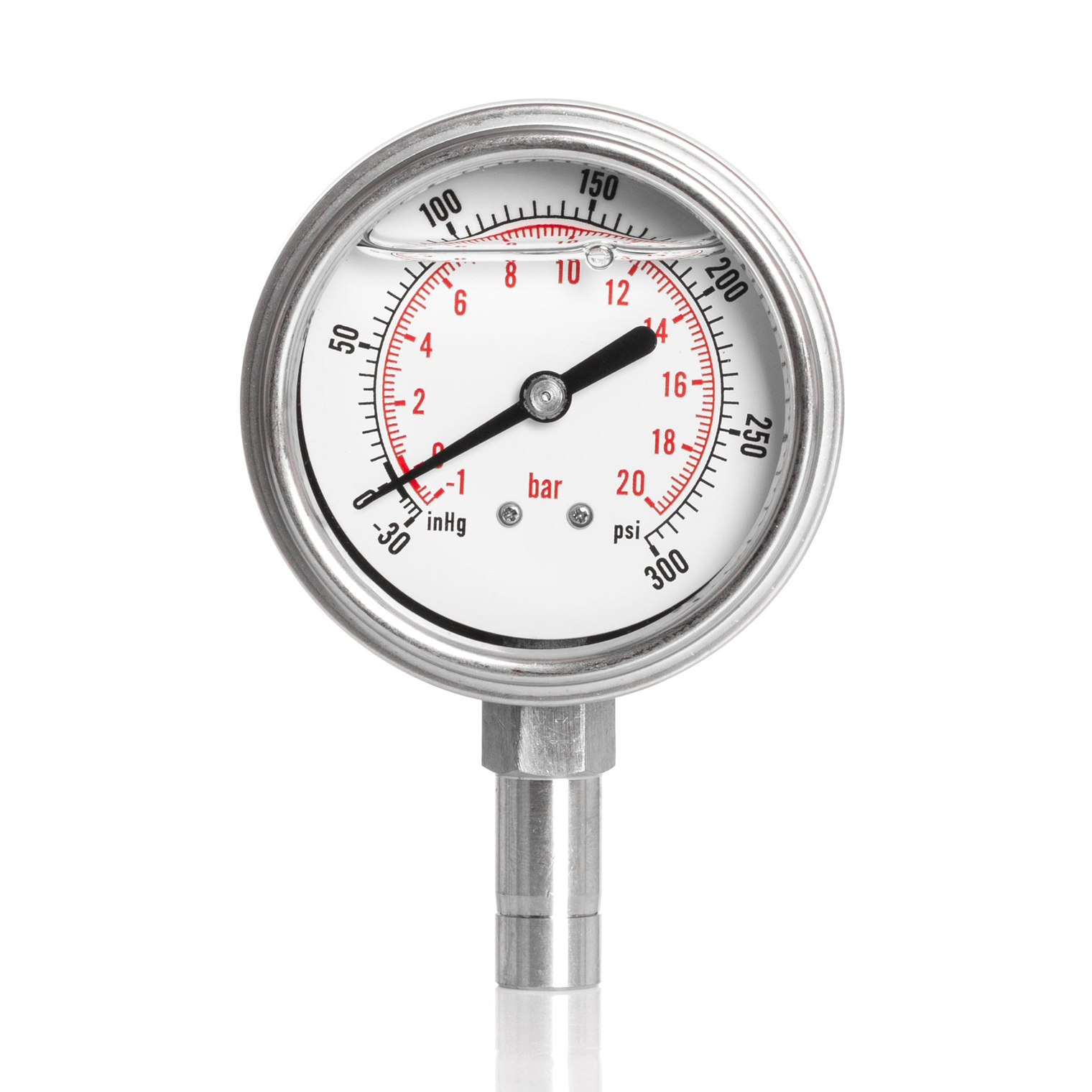 Xtractor Depot - 1/2" Tube Stub Pressure Gauge | -30 to 300 |