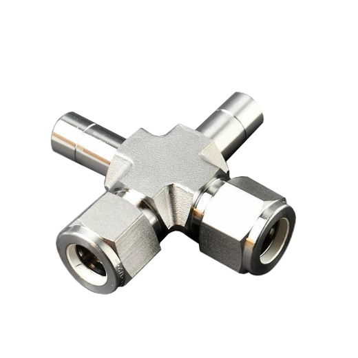 1/2" Dual Stub Cross | Compression x  Tube Stub x Tube Stub x Compression | 1/2" x 1/2" x 1/2" x 1/2"