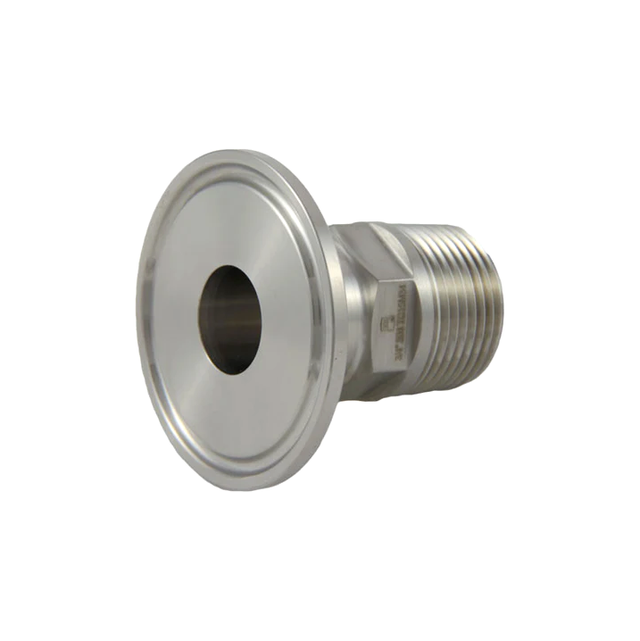1.5 inch Tri-Clamp to 3/4 inch MNPT adapter, stainless steel sanitary tri-clover to male NPT threaded fitting