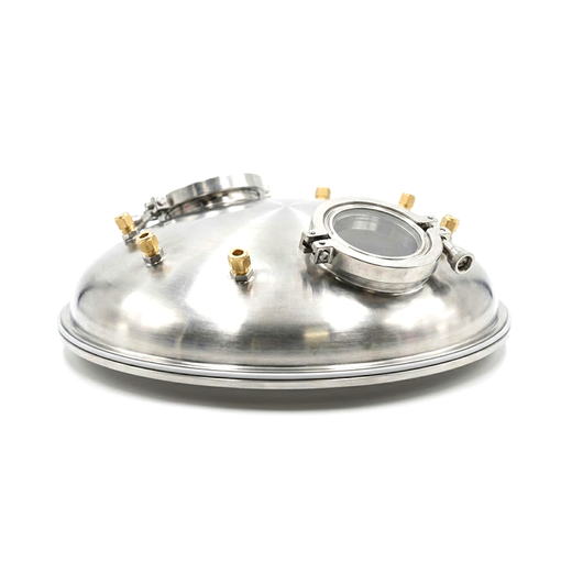 10" Hemispherical Standard Lid w/ 1/2" Compression Ports & 2" Tri-Clamp Sight Glasses (2)