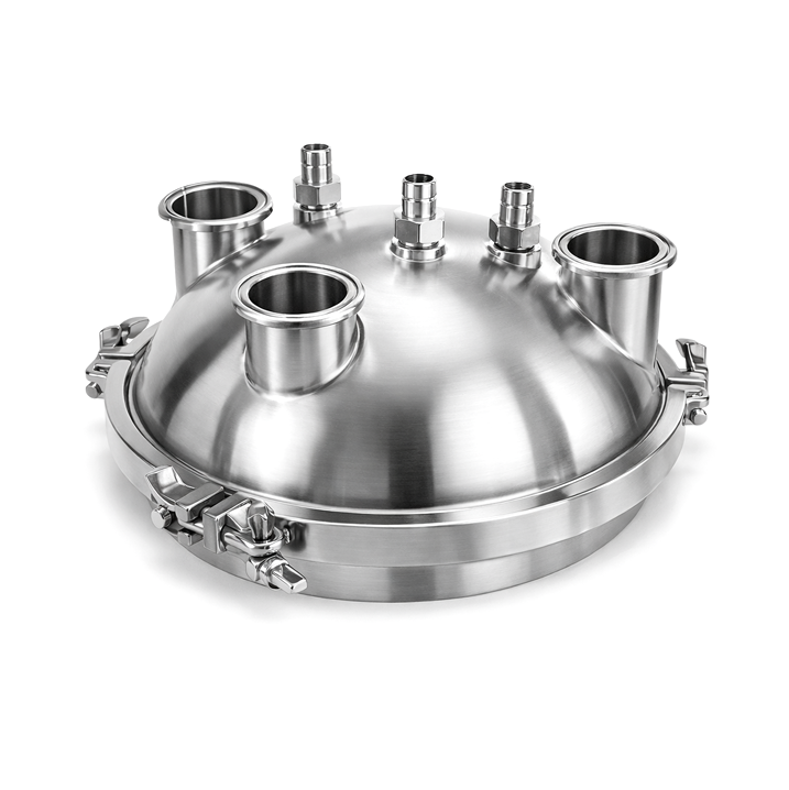 Xtractor Depot - 12 Tri Clamp Hemispherical Lid W 1 2 Compression Ports 3 3 Tri Clamp Ports