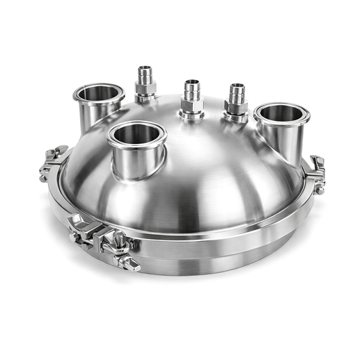 12" Tri-Clamp Hemispherical Lid w/ 1/2" Compression Ports & (3) 3" Tri-Clamp Ports
