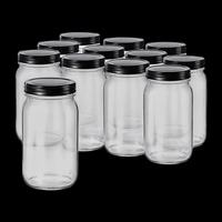 Glass Jar w/ Black Metal Lid | 32oz | Pack of 12