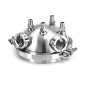 Xtractor Depot - 8 Hemispherical Standard Lid W 1 2 Compression Ports 4 1.5 Tri Clamp Sight Glasses