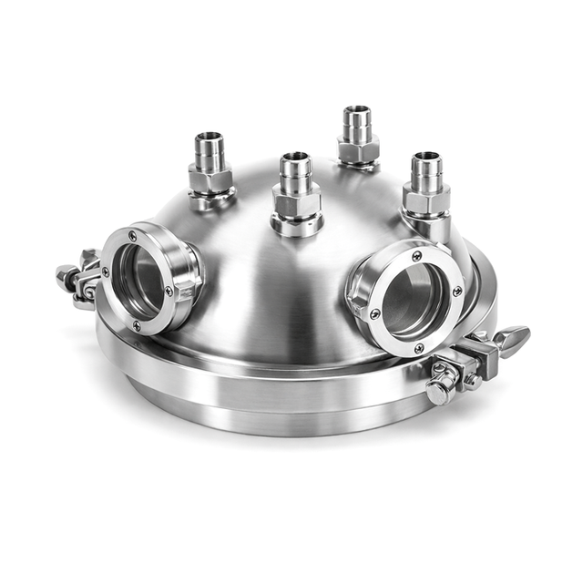 Xtractor Depot - 8 Hemispherical Standard Lid W 1 2 Compression Ports 4 1.5 Tri Clamp Sight Glasses