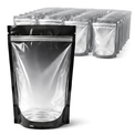 Xtractor Depot - Glossy Stand Up Barrier Pouches Clear Front Black Back 32oz Pack Of