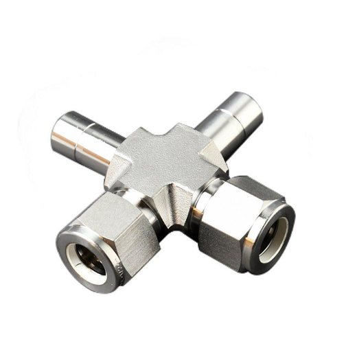 1/2" Dual Stub Cross | Compression x  Tube Stub x Tube Stub x Compression | 1/2" x 1/2" x 1/2" x 1/2"