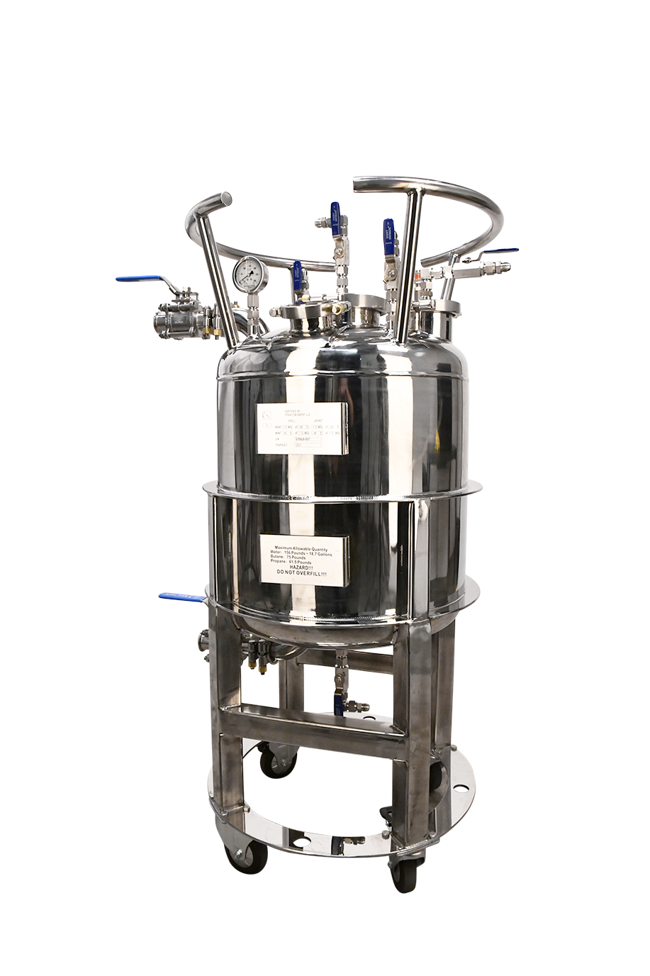 Xtractor Depot - 156lb ASME Single-Jacketed Solvent Tank or Collection Vessel | V1 | Assembled