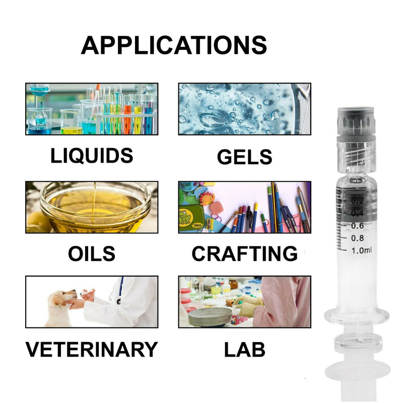 1mL Glass Syringe Applicator Luer Lock w/ Measurements