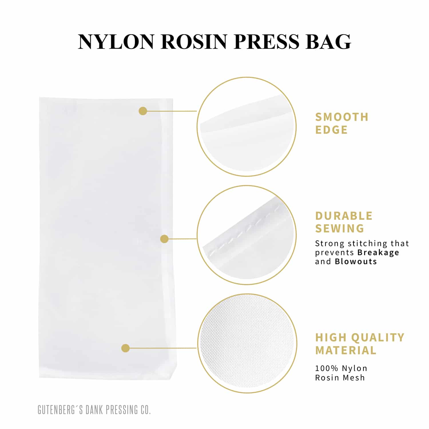 Sachets De Presse Nylon Pour Extraction D'Huile Colophane – 5x10 Cm, 10 Pièces