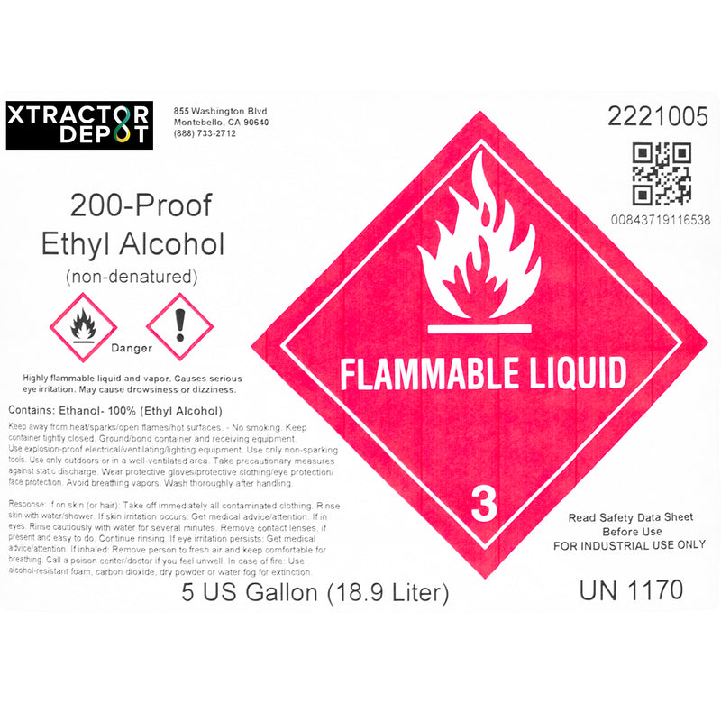 5 Gallon | Ethyl Alcohol 200 Proof Food Grade Non-Denatured
