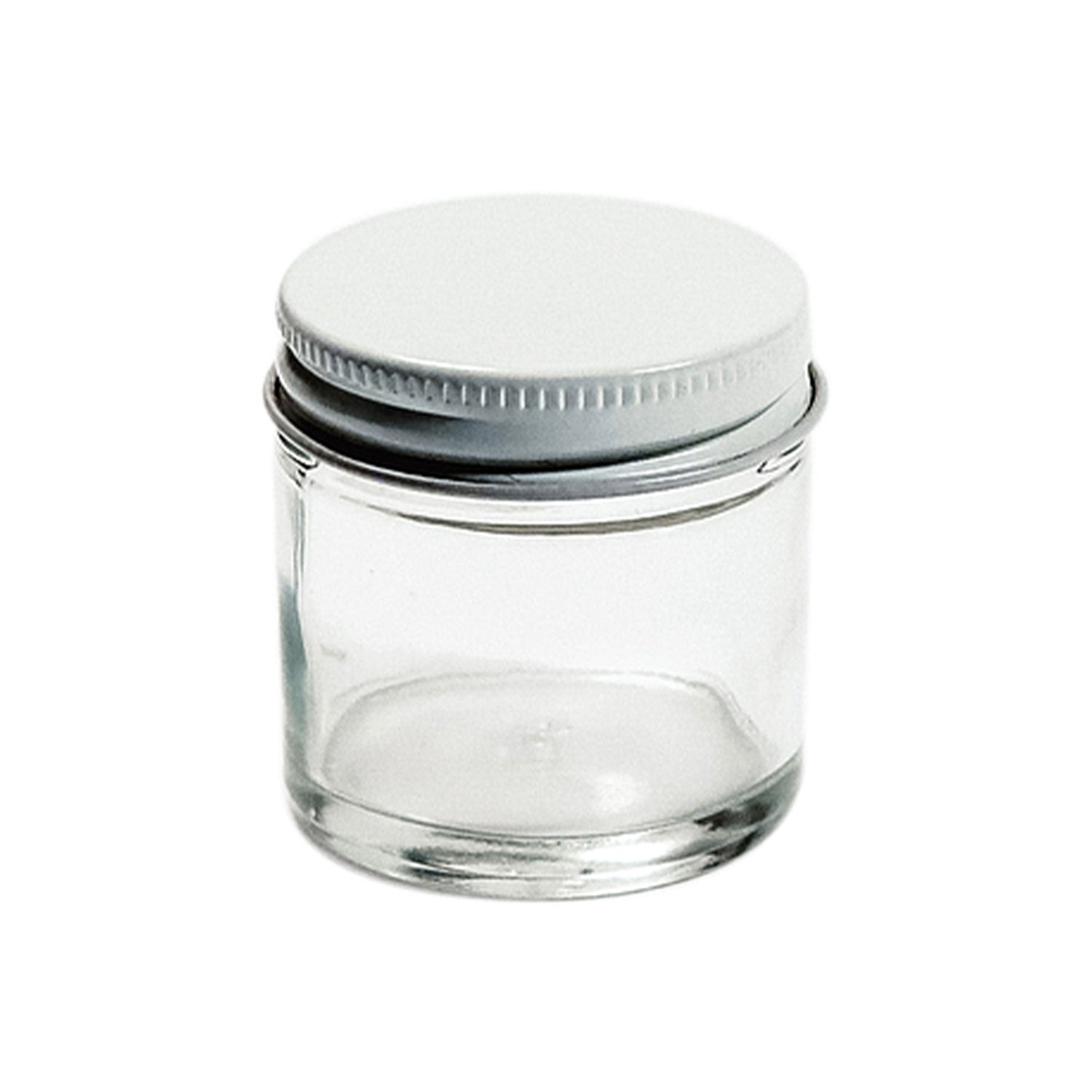 Clear Straight-Sided Glass Jars - 1 oz, White Metal Cap - ULINE