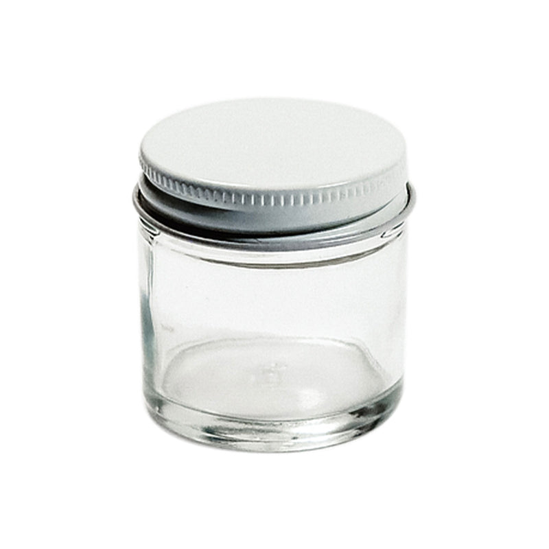 Straight-Sided Glass Jars - 1 oz, White Metal Lid