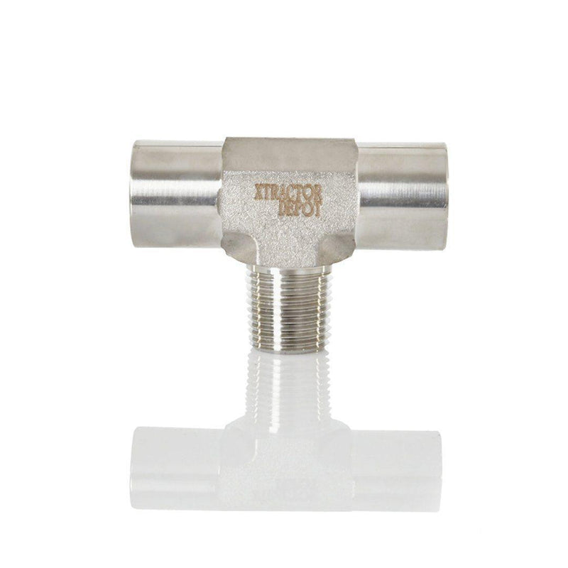 Newmatics 1/2" Male Brass Pipe Branch Tee – 2-1/2" FNPT X 1/2" MNPT – Bar Stock Fitting T9-888